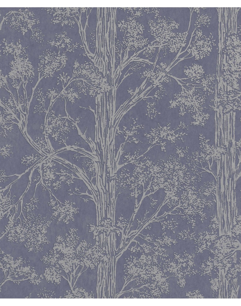 Tapeta romantická so stromom 298818 - modrá a metalická sivá